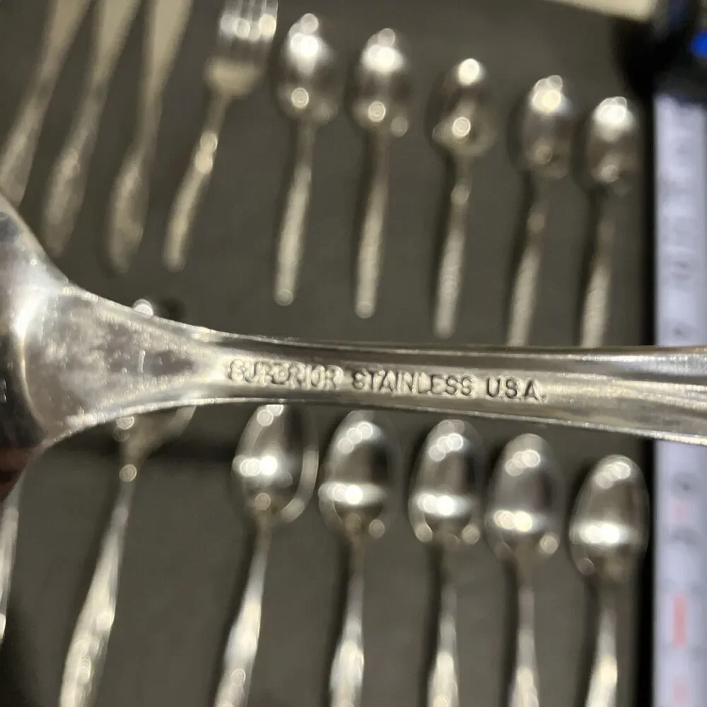 Superior RADIANT ROSE Set Of 22 Flatware USA Stainless Steel Set Vintage MCM